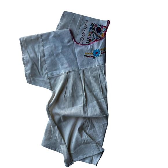 Mexican Embroidered Blouse – Handmade Otomi Floral & Design Large 28 X 23 IN - Picture 6 of 9